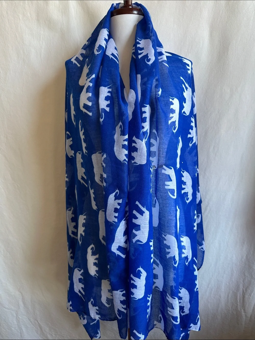 Blue and white elephant print scarf/shawl/wrap
